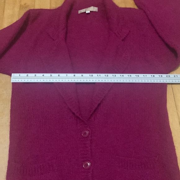 Vintage Perry Ellis Knit Blazer Cardigan Magenta Single Breasted Small - Picture 4 of 9